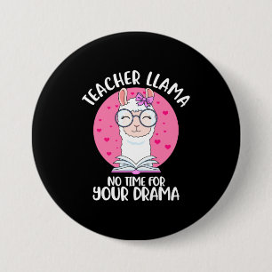 Badge Rond 7,6 Cm Professeur Llama