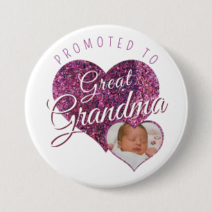 Badge Rond 7,6 Cm Promue grand-mère d'amour faux scintillant rose ph