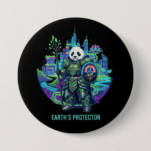 Badge Rond 7,6 Cm Protecteur de la Terre Chevalier Panda Éco Solarpu