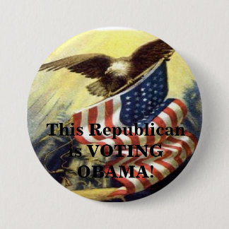 Badge Rond 7,6 Cm ProudAmerican, ce républicain VOTE OBAMA !