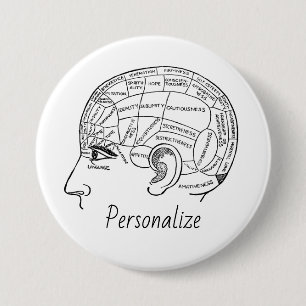 Badge Rond 7,6 Cm Psychologie phrénologie vintage psychiatrie cervea