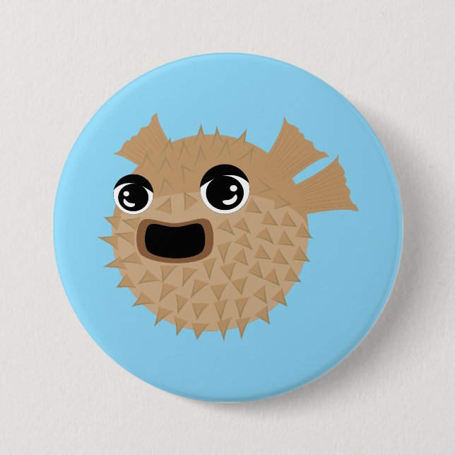 Badge Rond 7,6 Cm Puffer Fish (Devant)