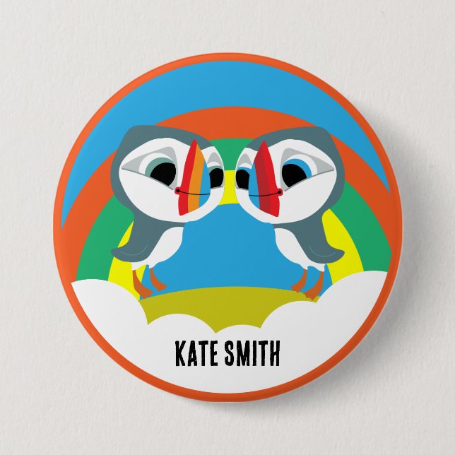 Badge Rond 7,6 Cm Puffin Rocks (Devant)
