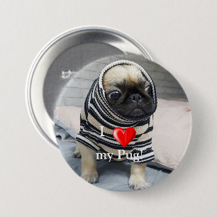 Badge Rond 7,6 Cm Pug puppy