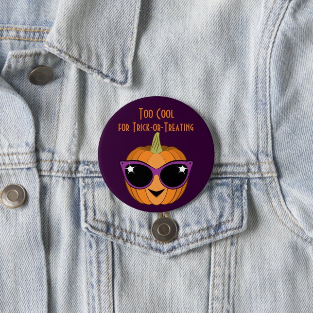 Badge Rond 7,6 Cm Pumpkin with Cool Retro Cat Sunglasses Halloween (En situation)