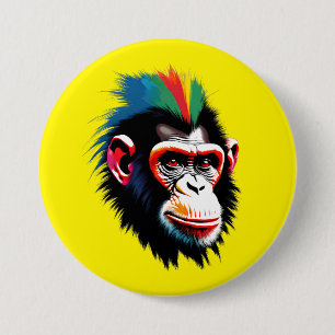Badge Rond 7,6 Cm Punk Chimp