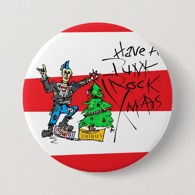 Badge Rond 7,6 Cm PUNK ROCK XMAS Pin (Devant)