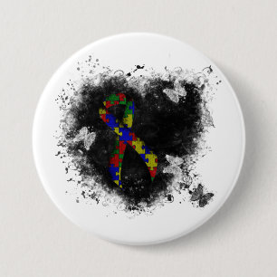 Badge Rond 7,6 Cm Puzzle Ruban Grunge Heart