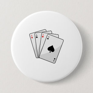 Badge Rond 7,6 Cm Quadruplets Aces Poker cartes à Poker