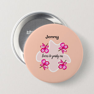 Badge Rond 7,6 Cm Quatre fleurs roses florales