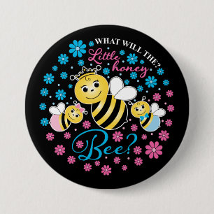 Badge Rond 7,6 Cm Que révélera le genre "Little Honey Bee"