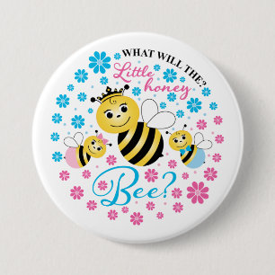 Badge Rond 7,6 Cm Que révélera le genre "Little Honey Bee"