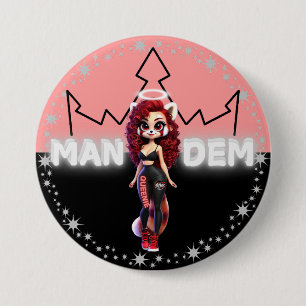 Badge Rond 7,6 Cm Queenie - Collection Mandem - SVBK - SILVERBCKK TT