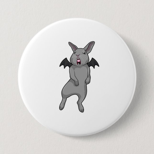 Badge Rond 7,6 Cm Rabbit avec aile chauve-souris (Devant)