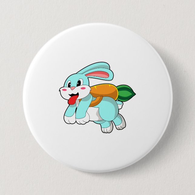 Badge Rond 7,6 Cm Rabbit avec carotte comme fusée (Devant)