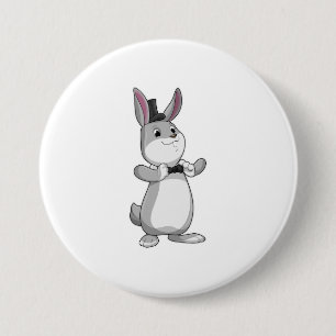 Badge Rond 7,6 Cm Rabbit avec chapeau et cravate de la ceinture