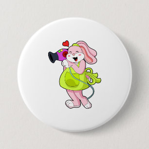 Badge Rond 7,6 Cm Rabbit comme coiffeur avec sèche-cheveux