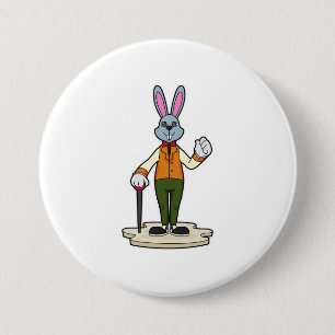Badge Rond 7,6 Cm Rabbit en Gentleman avec canne
