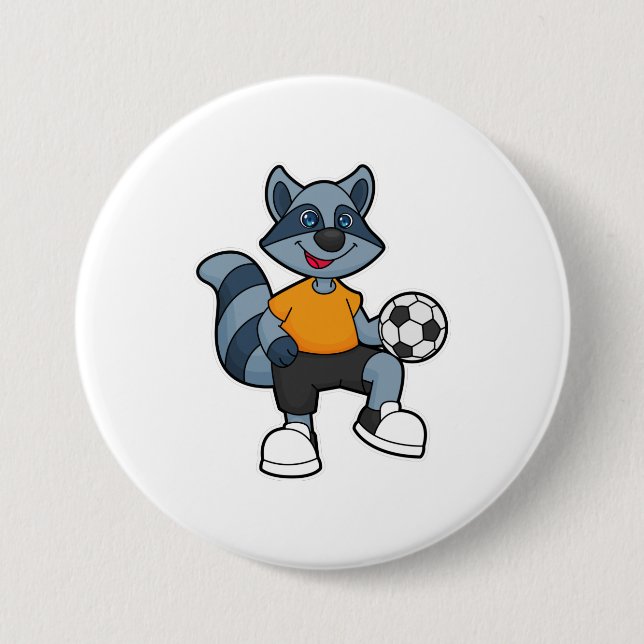 Badge Rond 7,6 Cm Racon comme joueur de football avec balle de footb (Devant)