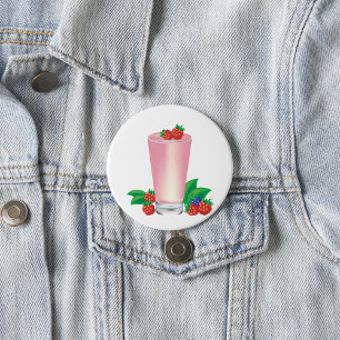 Badge Rond 7,6 Cm Rafraîchir Berry Smoothie Boisson Rose