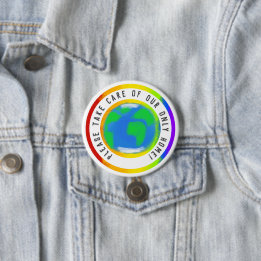Badge Rond 7,6 Cm Rainbow Planet Earth Respect Accueil Déclaration B
