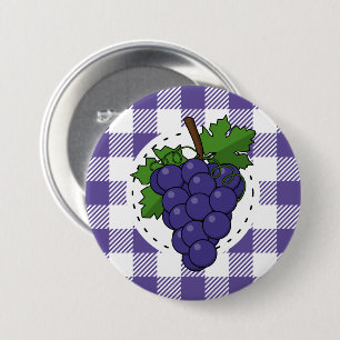 Badge Rond 7,6 Cm Raisins sur carreaux violets blancs