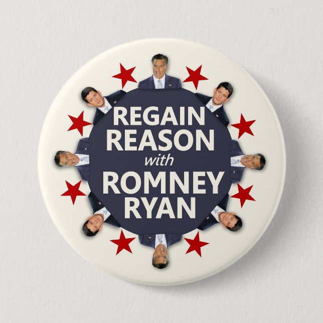 Badge Rond 7,6 Cm Raison de regain avec Romney Ryan (Devant)