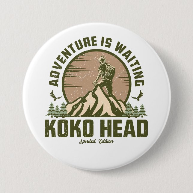 Badge Rond 7,6 Cm Randonnée à la tête de Retro Koko (Devant)