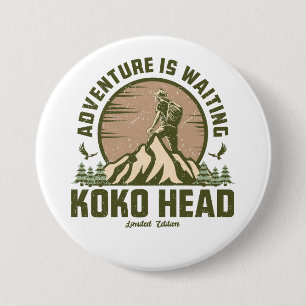 Badge Rond 7,6 Cm Randonnée à la tête de Retro Koko