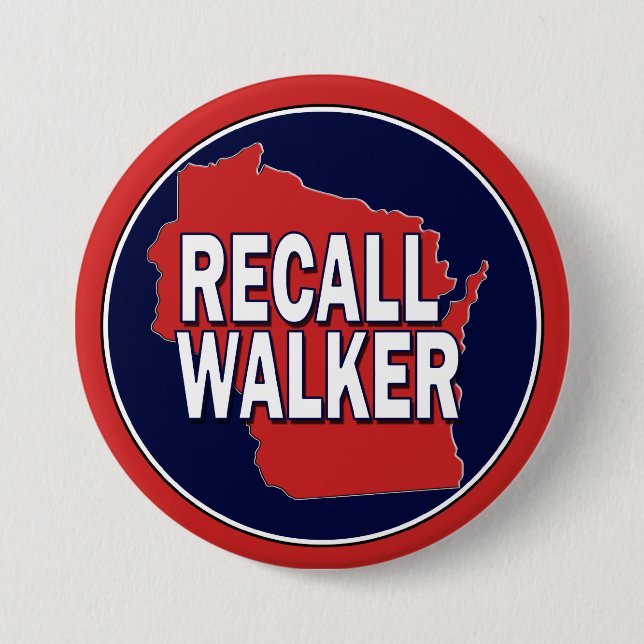 Badge Rond 7,6 Cm Rappel du gouverneur Scott Walker (Devant)