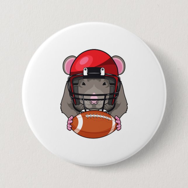 Badge Rond 7,6 Cm Rat au football (Devant)