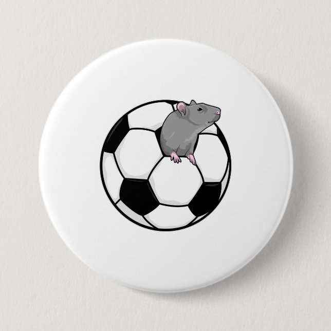 Badge Rond 7,6 Cm Rat avec balle de football (Devant)
