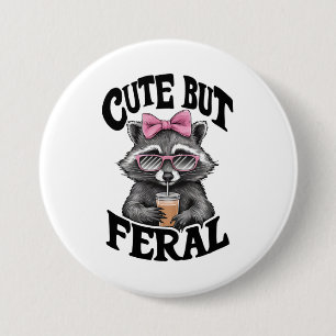 Badge Rond 7,6 Cm Raton laveur sauvage mais mignon avec des lunettes