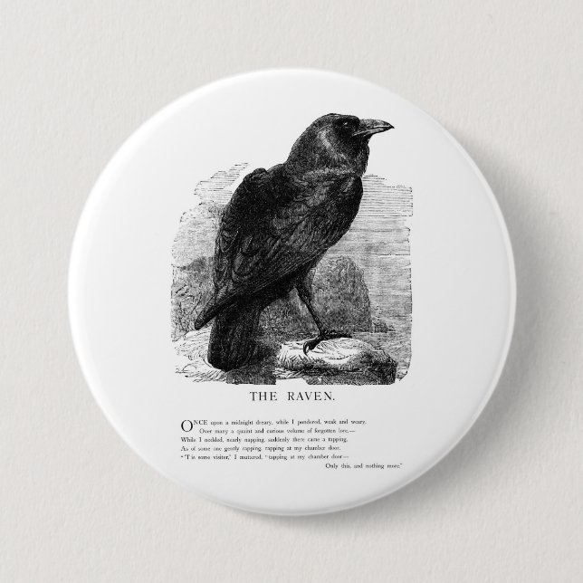 Badge Rond 7,6 Cm Raven par Edgar Allen Poe (Devant)