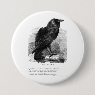 Badge Rond 7,6 Cm Raven par Edgar Allen Poe