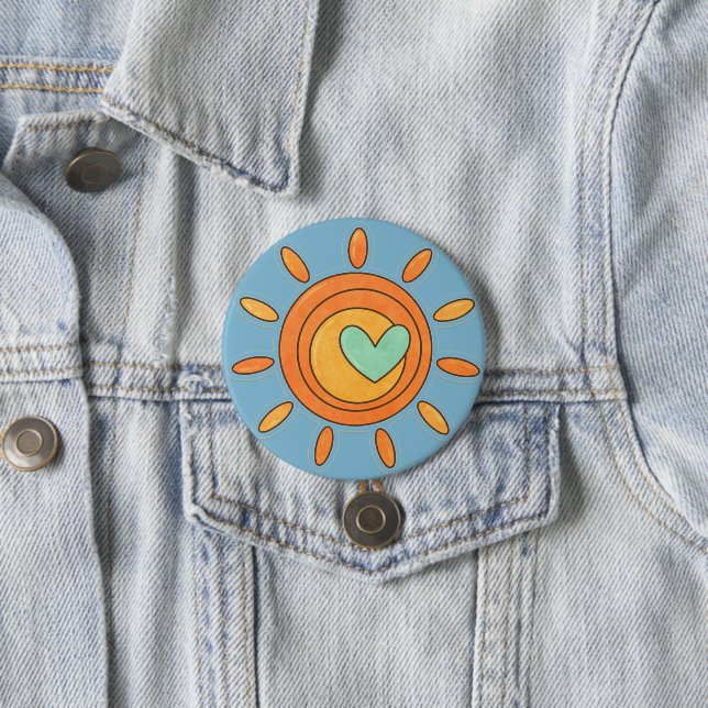 Badge Rond 7,6 Cm Rayon de soleil de l'amour ☀️💚 (En situation)