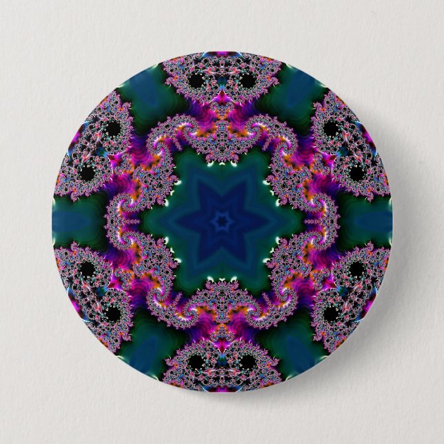 Badge Rond 7,6 Cm Rayon fractal (Devant)