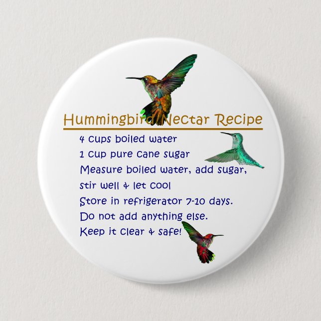 Badge Rond 7,6 Cm Recette de nectar de colibri (Devant)