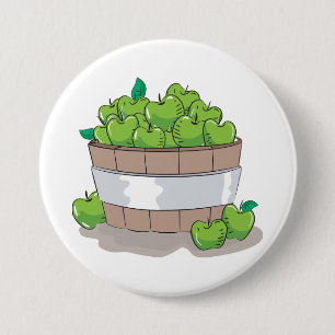 Badge Rond 7,6 Cm Récolte de pommes vertes fraîches baril Granny Smi