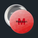 Badge Rond 7,6 Cm Red gradient geometric mesh pattern Monogram<br><div class="desc">Monogramme Personnalisez avec votre initiale et votre nom personnalisés. Motif de maillage géométrique dégradé rouge. Triangle maillage géométrique avec dégradé gris foncé clair. motif,  ombre,  maillage,  triangles,  géométrie,  géométrique,  dégradé,  cool,  triangle,  brillant,  rouge</div>