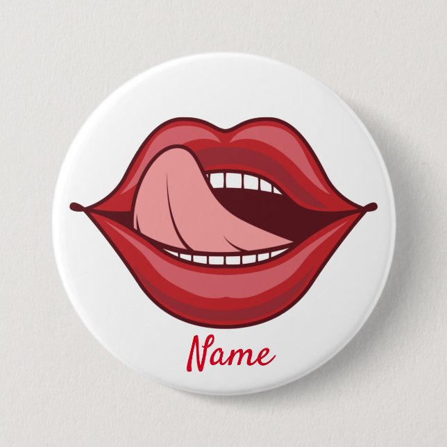 Badge Rond 7,6 Cm Red Lips Open Mouth Thunder_Cove (Devant)