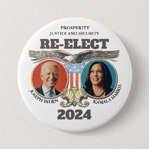 Badge Rond 7,6 Cm Réélire Biden Harris