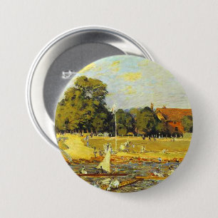 Badge Rond 7,6 Cm Régate à Hampton Court Alfred Sisley Affiche