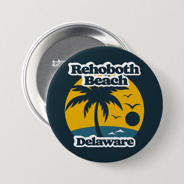 Badge Rond 7,6 Cm Rehoboth Beach Delaware (Devant & derrière)