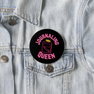 Badge Rond 7,6 Cm Reine Journaliste