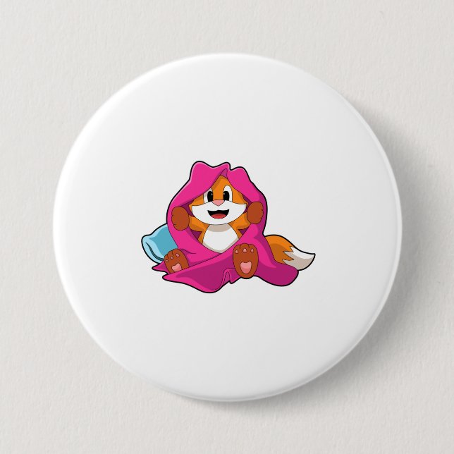 Badge Rond 7,6 Cm Renard avec Coussin et couverture (Devant)