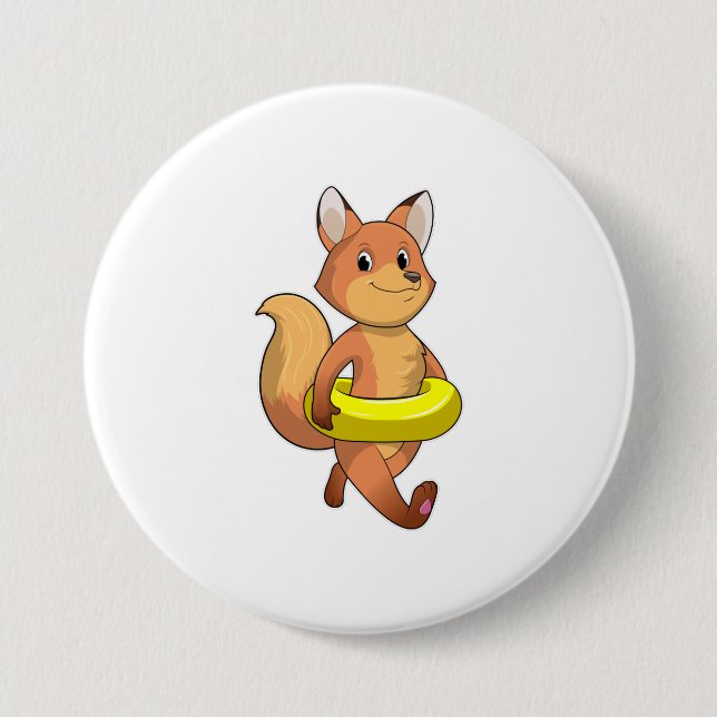 Badge Rond 7,6 Cm Renard avec Lifebuoy (Devant)