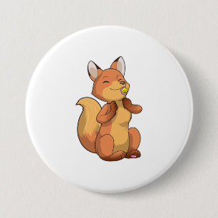Badge Rond 7,6 Cm Renard avec Lollipop