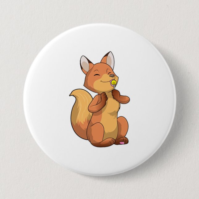 Badge Rond 7,6 Cm Renard avec Lollipop (Devant)