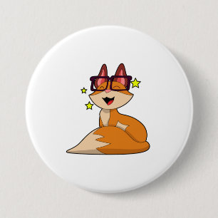 Badge Rond 7,6 Cm Renard avec lunettes
